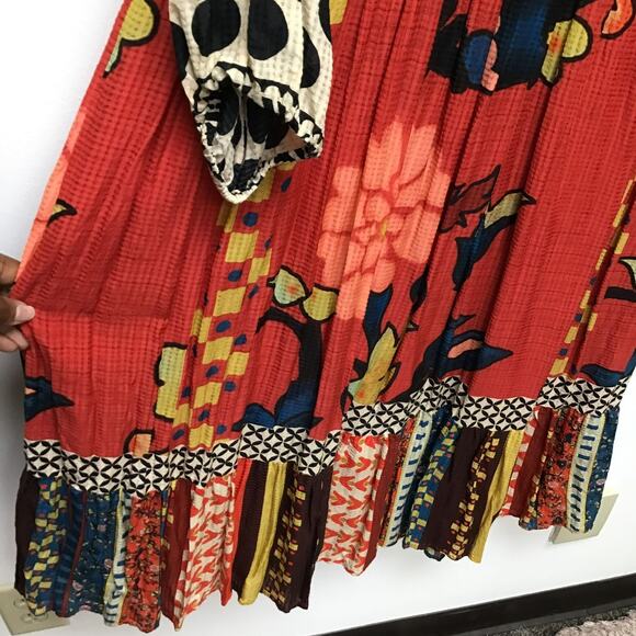 Anthropologie Verb by Pallavi Singhee Womens Red Floral Cayenne Midi Dress 10P - Picture 5 of 12